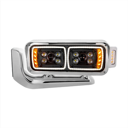 Peterbilt 10 LED Projection Headlight with 8 LED Turn, 100 LED Position Light Bar and 14 LED Side Marker Pod with Mounting Arm