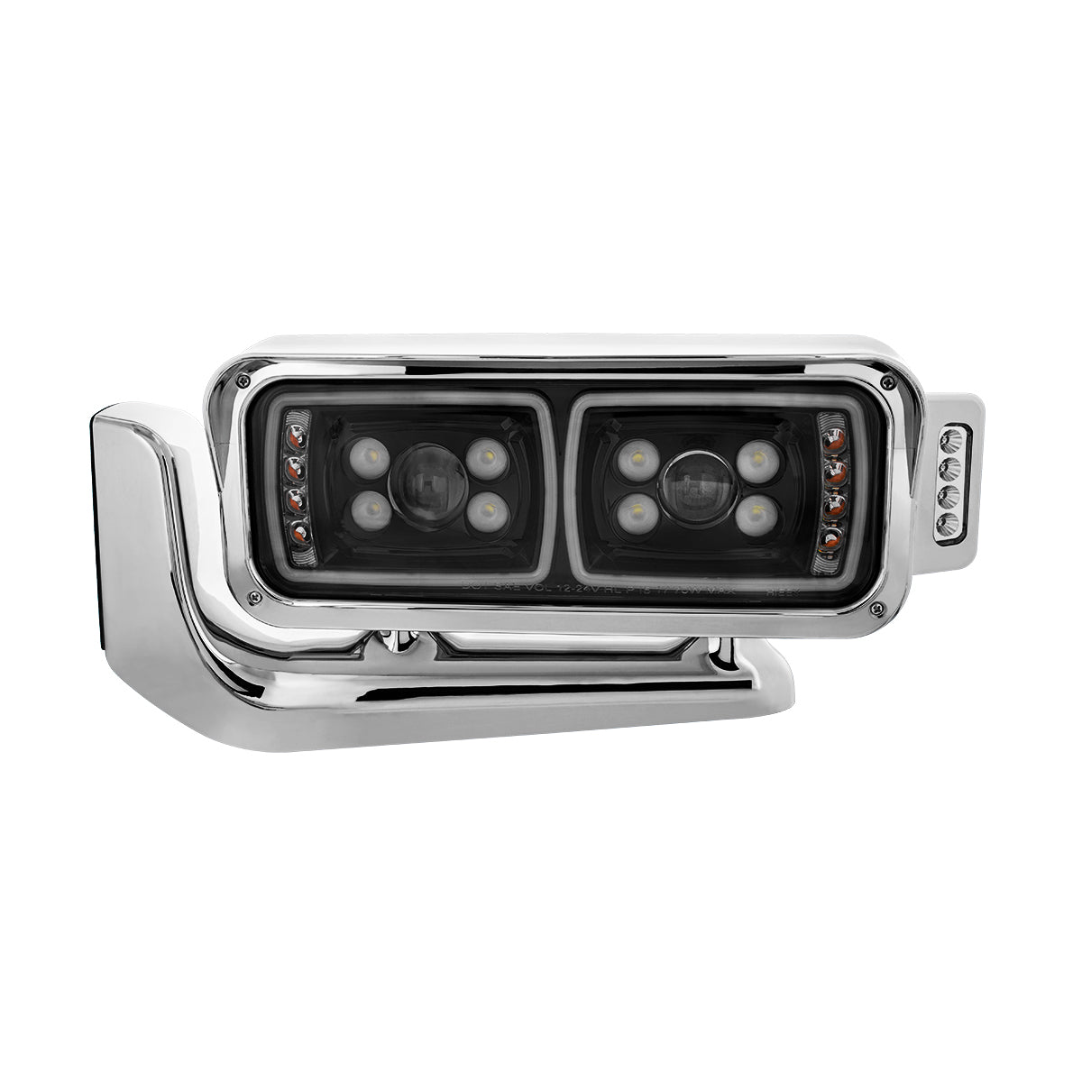Peterbilt 10 LED Projection Headlight with 8 LED Turn, 100 LED Position Light Bar and 14 LED Side Marker Pod with Mounting Arm