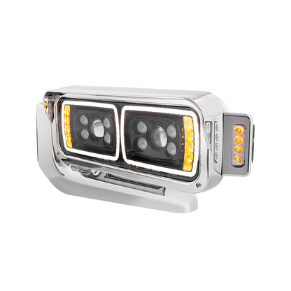 Peterbilt 10 LED Projection Headlight with 8 LED Turn, 100 LED Position Light Bar and 14 LED Side Marker Pod with Mounting Arm