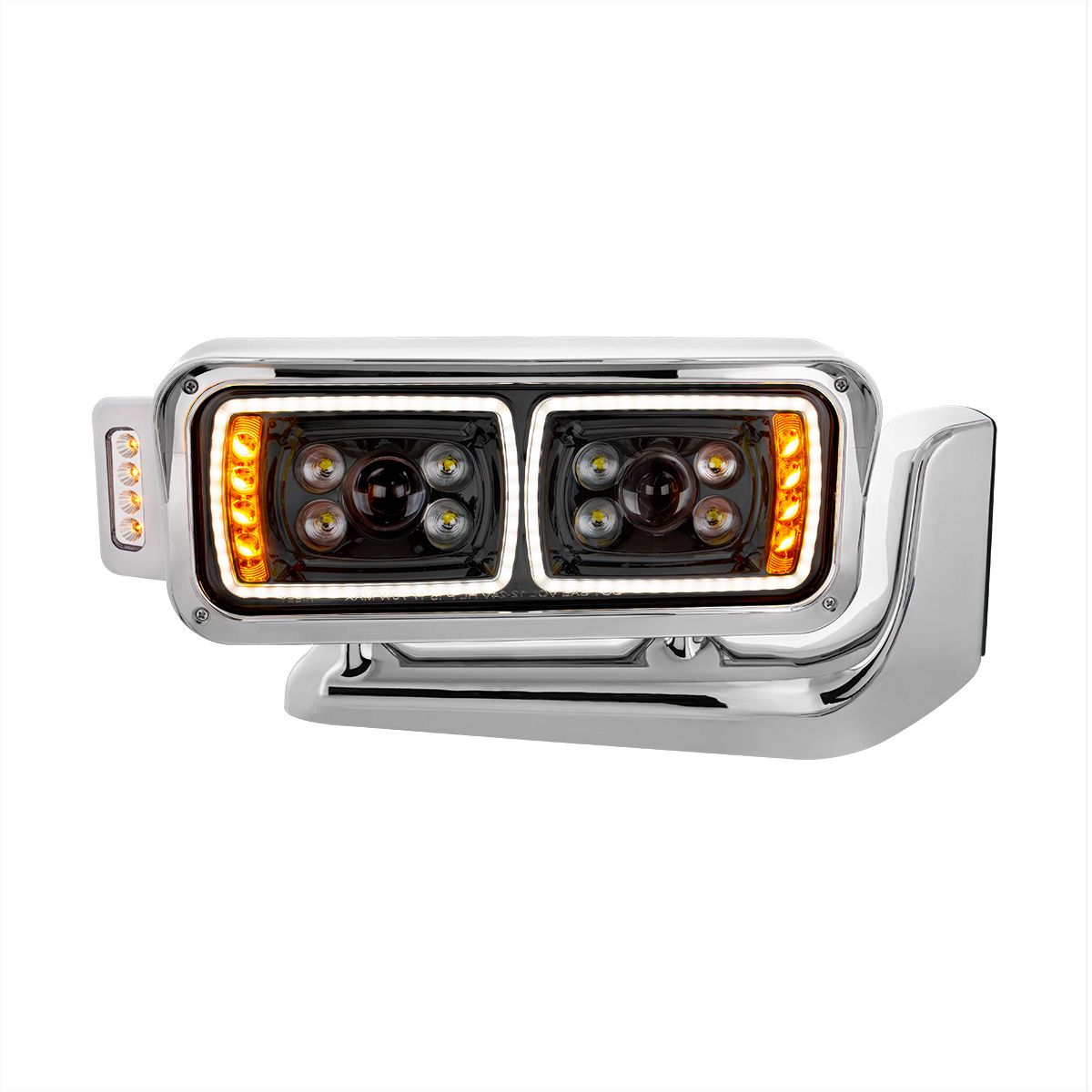 Peterbilt 10 LED Projection Headlight with 8 LED Turn, 100 LED Position Light Bar and 14 LED Side Marker Pod with Mounting Arm