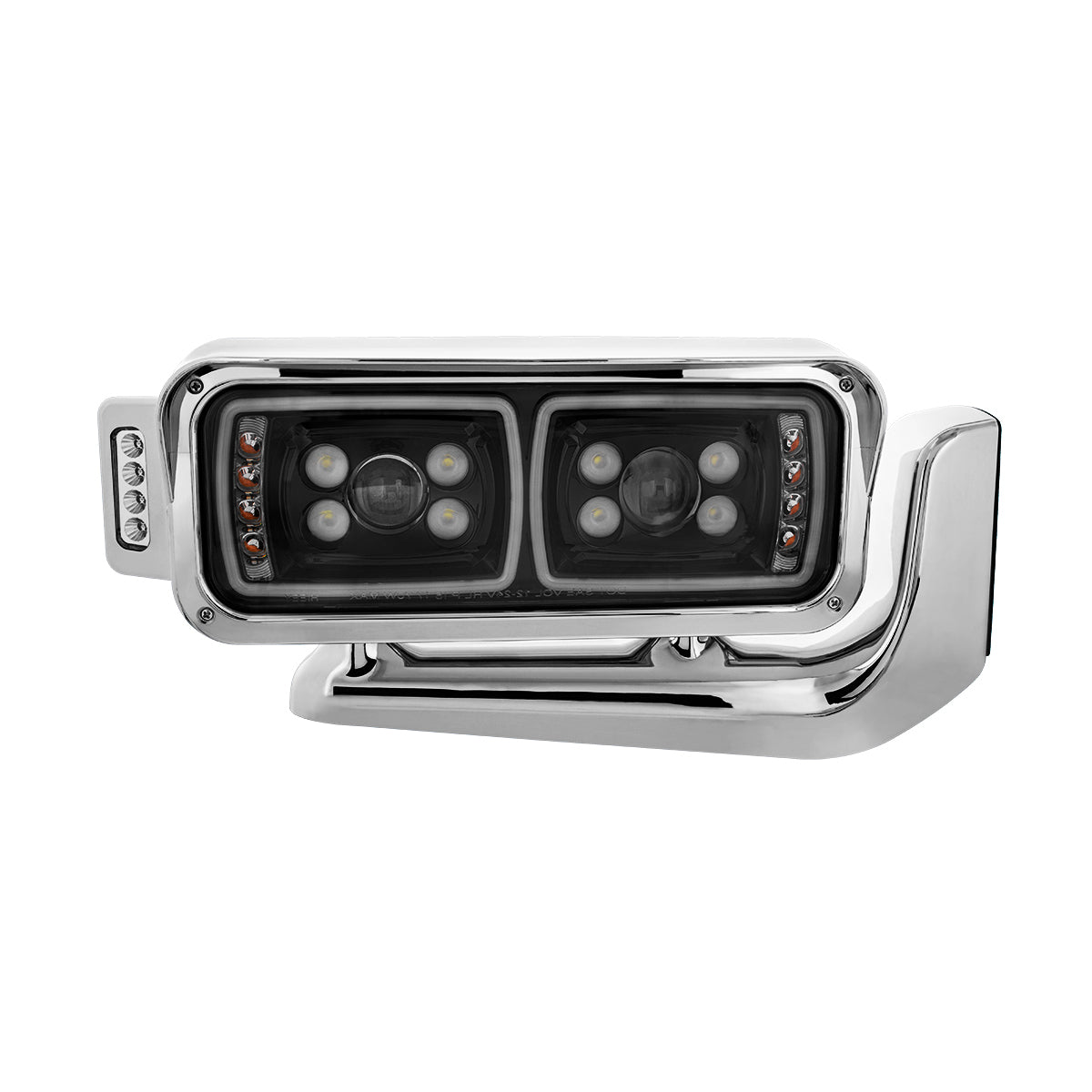 Peterbilt 10 LED Projection Headlight with 8 LED Turn, 100 LED Position Light Bar and 14 LED Side Marker Pod with Mounting Arm