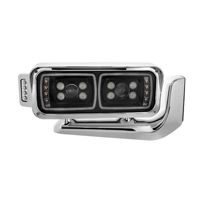 Peterbilt 10 LED Projection Headlight with 8 LED Turn, 100 LED Position Light Bar and 14 LED Side Marker Pod with Mounting Arm