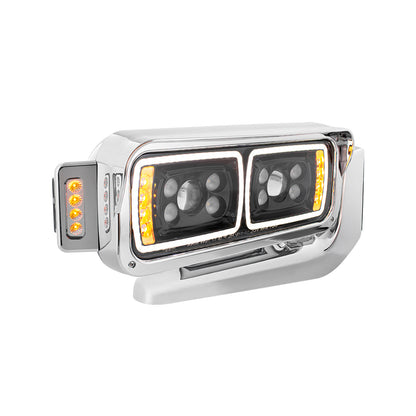 Peterbilt 10 LED Projection Headlight with 8 LED Turn, 100 LED Position Light Bar and 14 LED Side Marker Pod with Mounting Arm