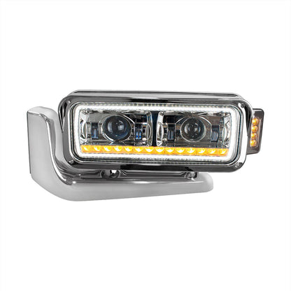 Peterbilt 6 LED Projection Headlight with 14 LED Turn, 98 LED Position Light Bar and 14 LED Side Marker Pod with Mounting Arm