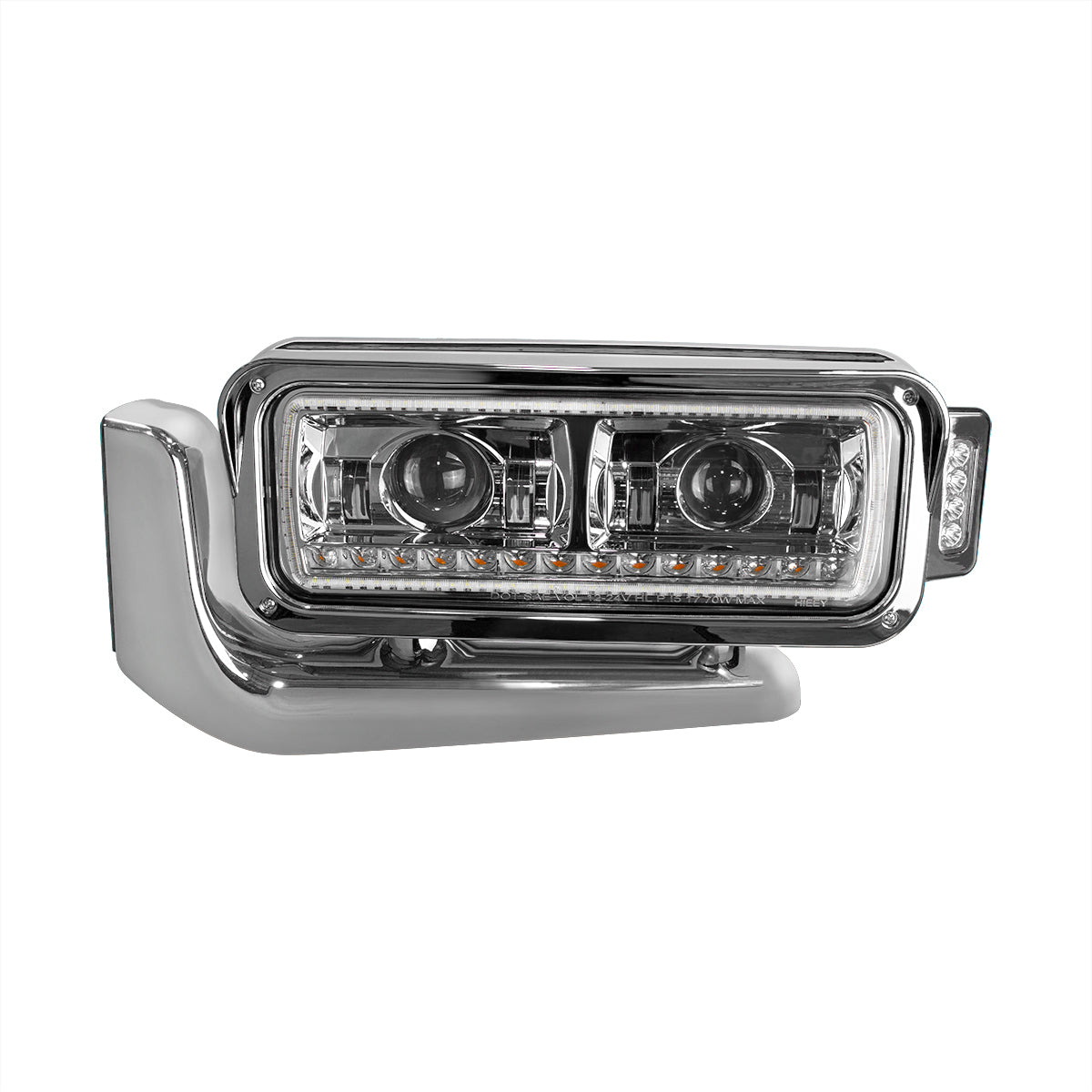 Peterbilt 6 LED Projection Headlight with 14 LED Turn, 98 LED Position Light Bar and 14 LED Side Marker Pod with Mounting Arm