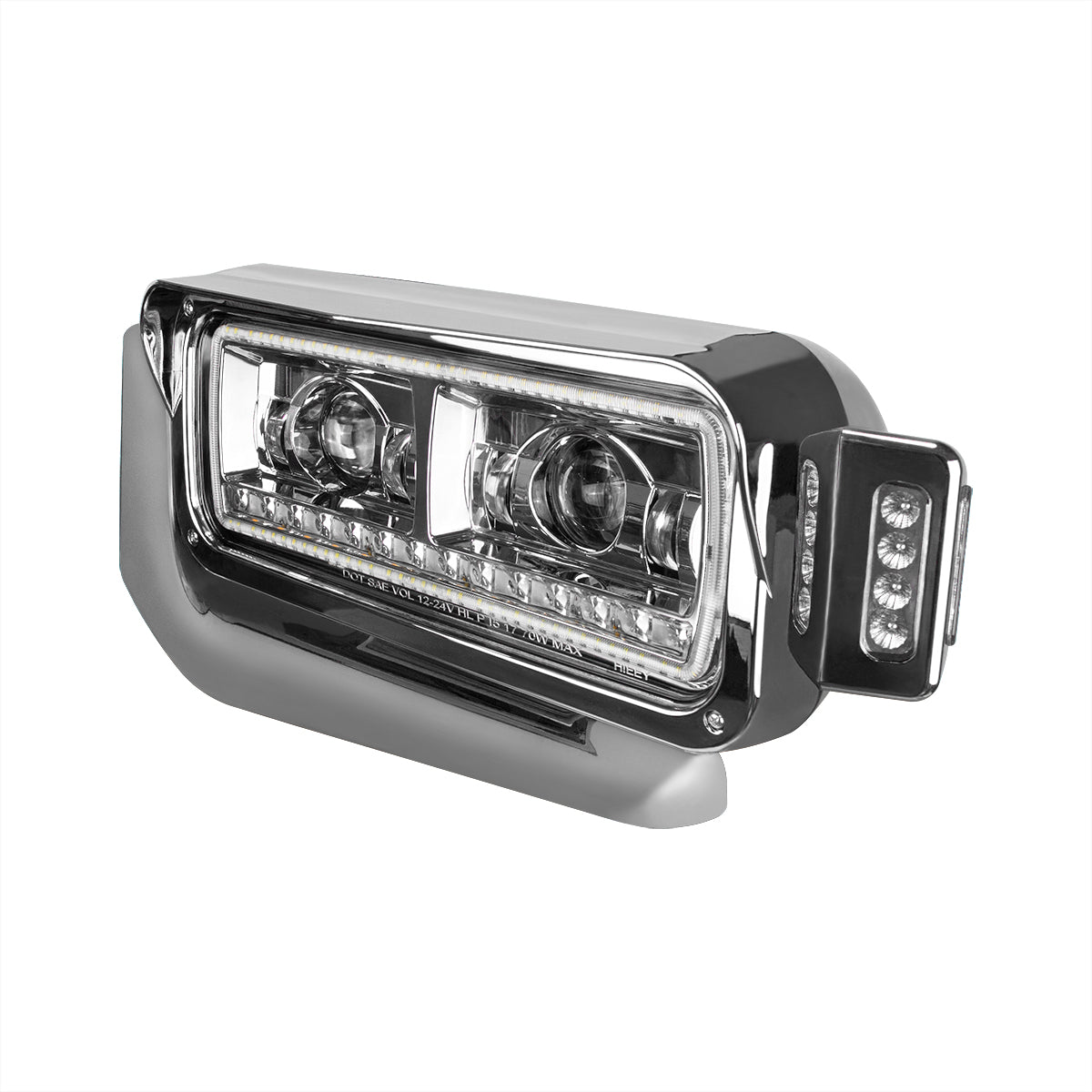 Peterbilt 6 LED Projection Headlight with 14 LED Turn, 98 LED Position Light Bar and 14 LED Side Marker Pod with Mounting Arm