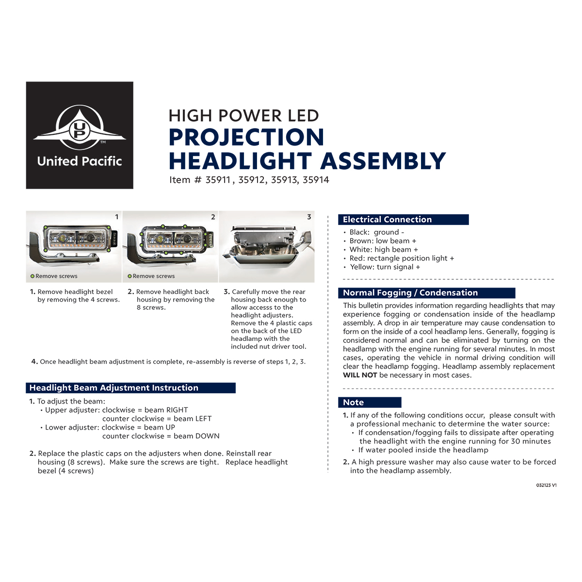 Peterbilt 6 LED Projection Headlight with 14 LED Turn, 98 LED Position Light Bar and 14 LED Side Marker Pod with Mounting Arm