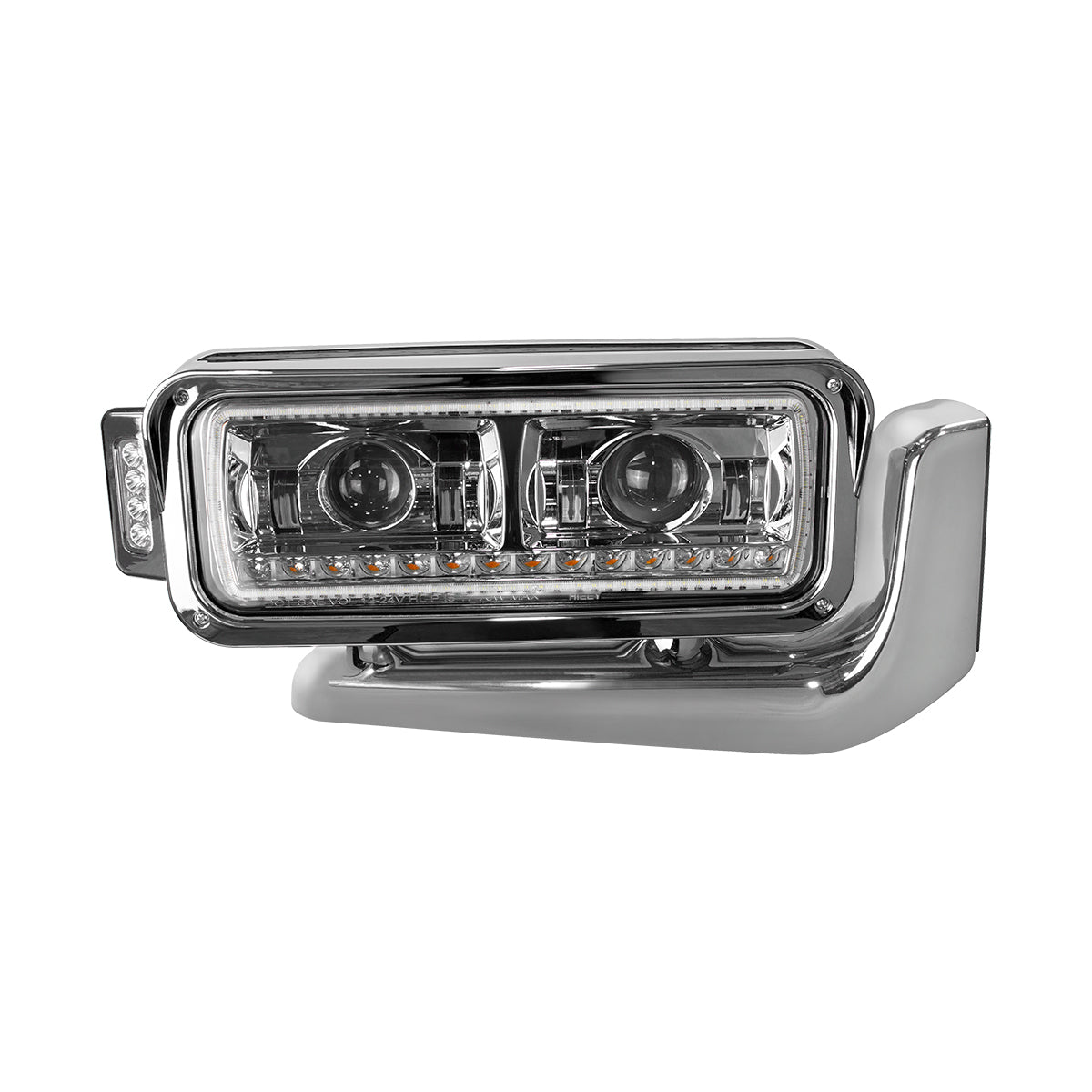 Peterbilt 6 LED Projection Headlight with 14 LED Turn, 98 LED Position Light Bar and 14 LED Side Marker Pod with Mounting Arm