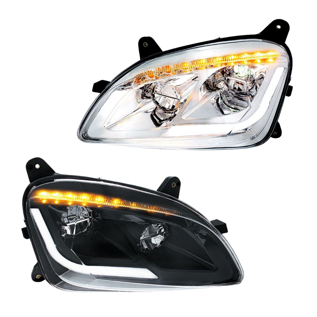 Peterbilt 579 and 587 LED Headlight with 9 LED Sequential Turn Signal and 28 LED Light Bar
