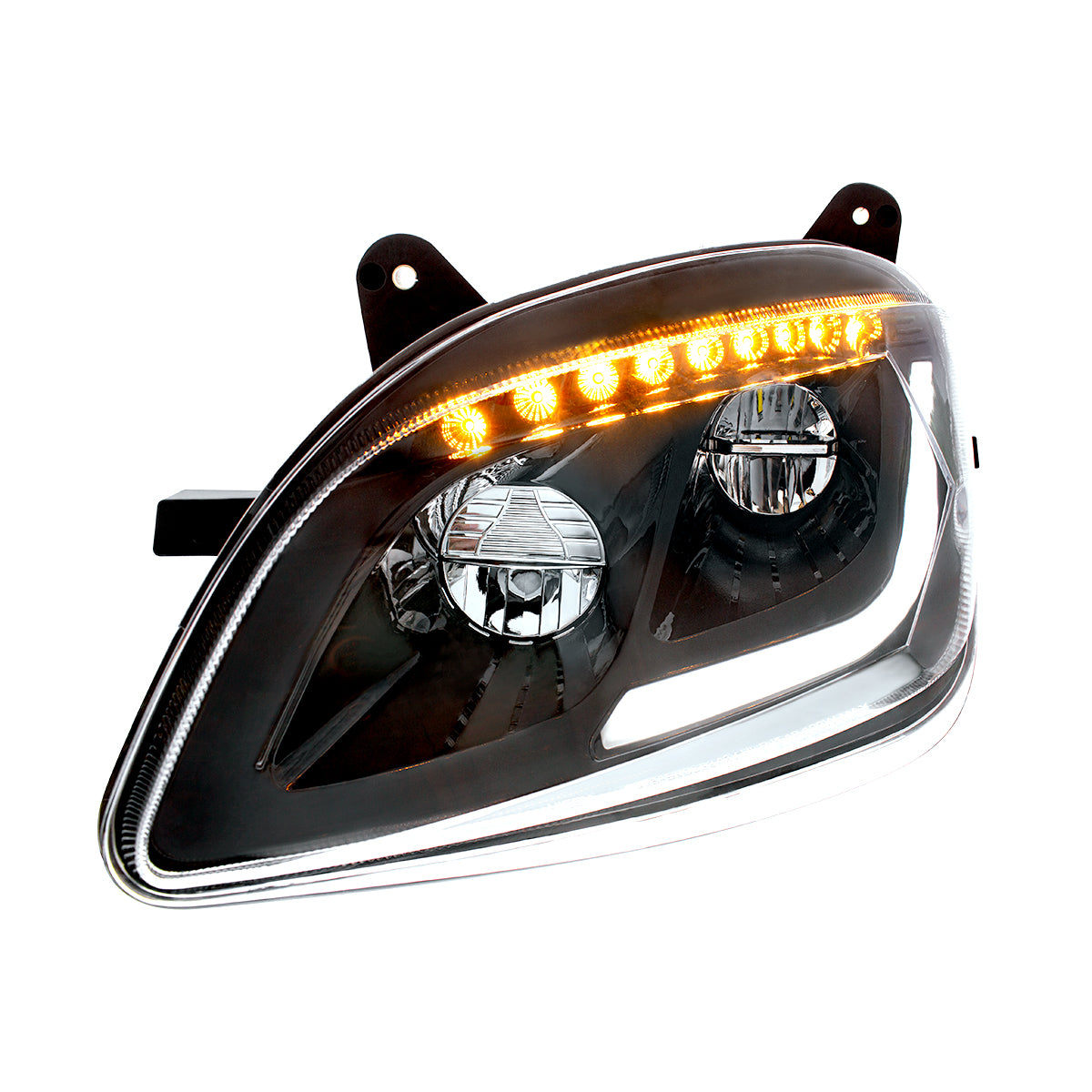 Peterbilt 579 and 587 LED Headlight with 9 LED Sequential Turn Signal and 28 LED Light Bar