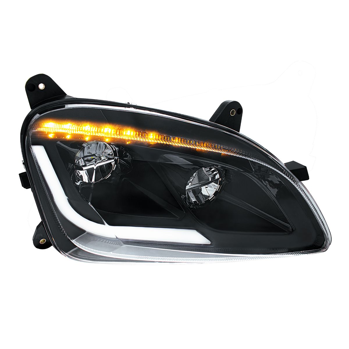 Peterbilt 579 and 587 LED Headlight with 9 LED Sequential Turn Signal and 28 LED Light Bar