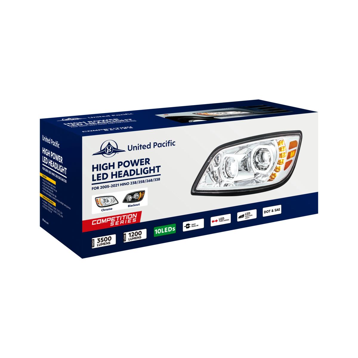 Hino 238, 258, 268, 338 2005-2021 10 LED Headlight with 6 LED Turn and 100 Halo Position Light