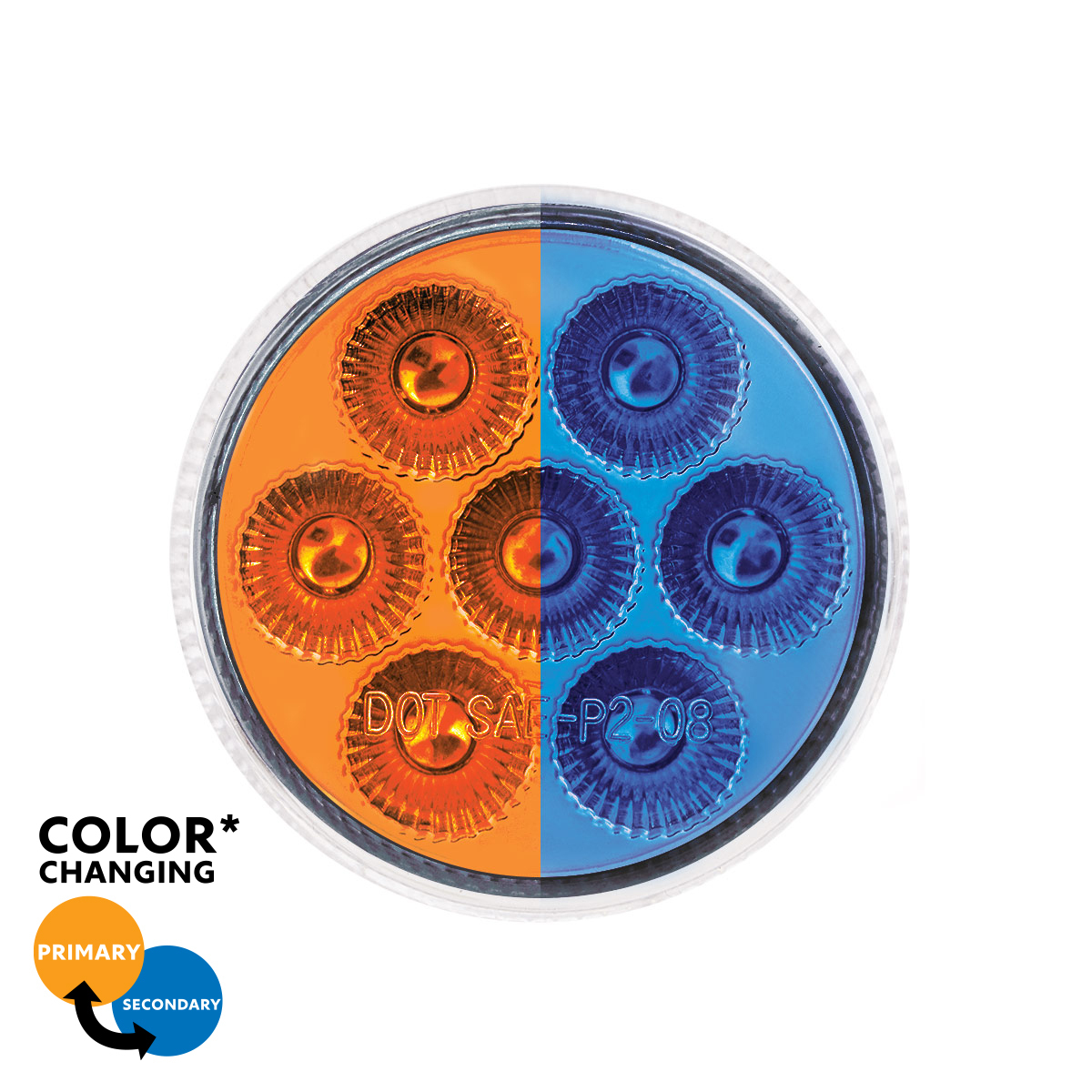 Double Fury Blue Auxiliary to Amber Function 7 LED 2" Light