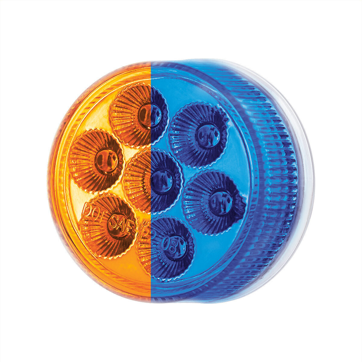 Double Fury Blue Auxiliary to Amber Function 7 LED 2" Light