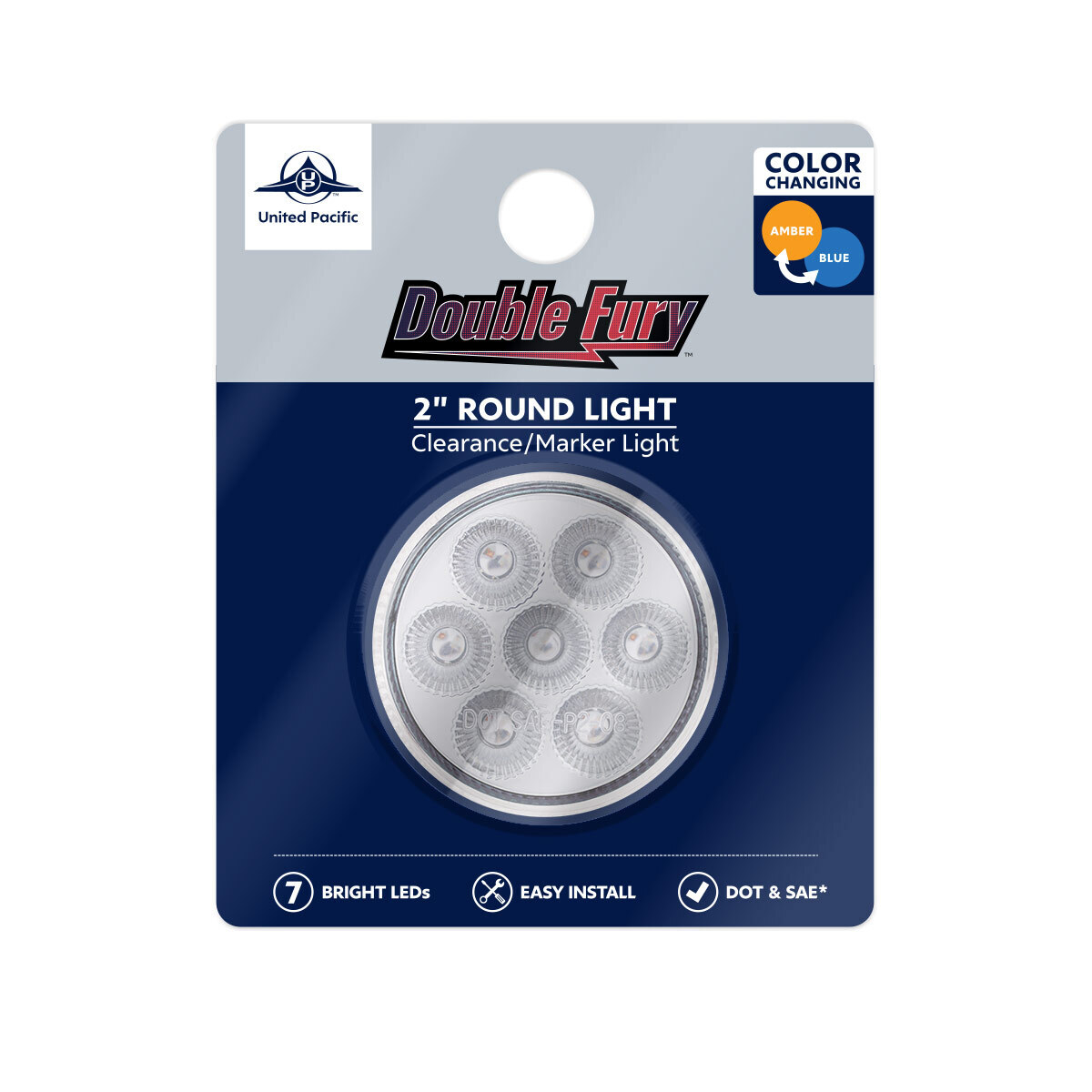 Double Fury Blue Auxiliary to Amber Function 7 LED 2" Light