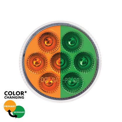 Double Fury Green Auxiliary to Amber Function 7 LED 2" Light