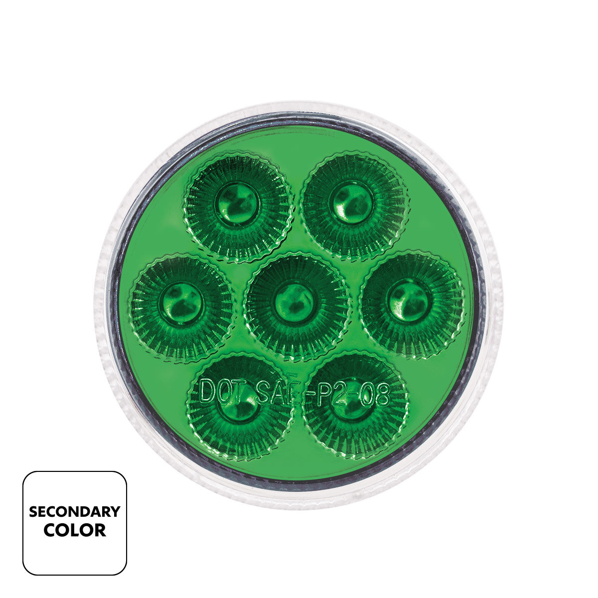 Double Fury Green Auxiliary to Amber Function 7 LED 2" Light