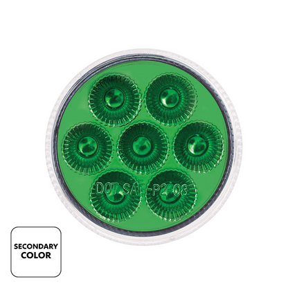 Double Fury Green Auxiliary to Amber Function 7 LED 2" Light