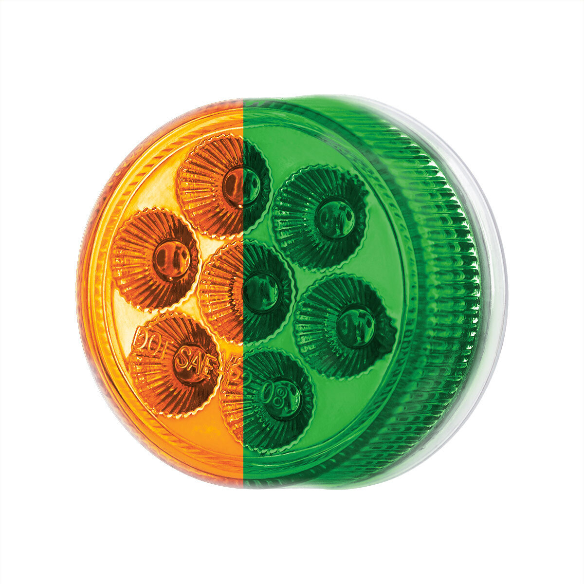 Double Fury Green Auxiliary to Amber Function 7 LED 2" Light