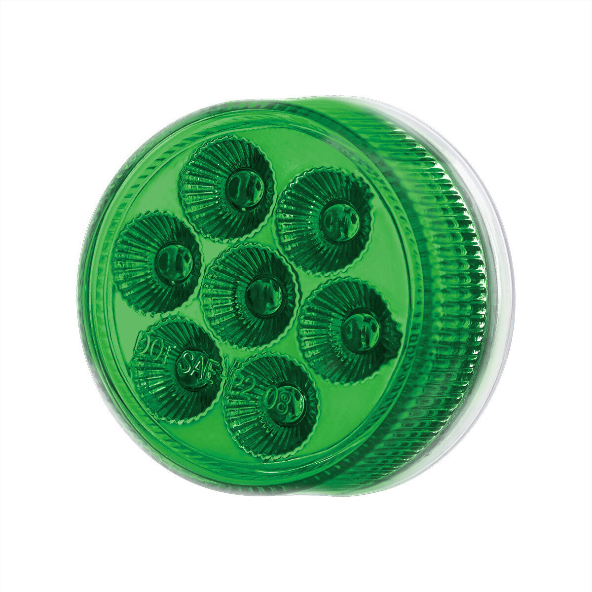 Double Fury Green Auxiliary to Amber Function 7 LED 2" Light