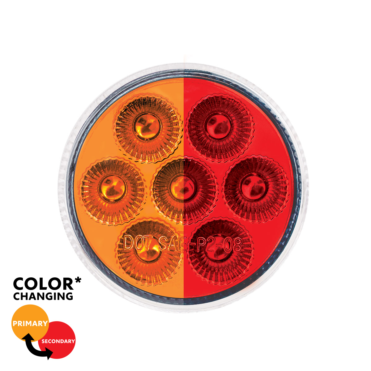 Double Fury Red Auxiliary to Amber Function 7 LED 2" Light