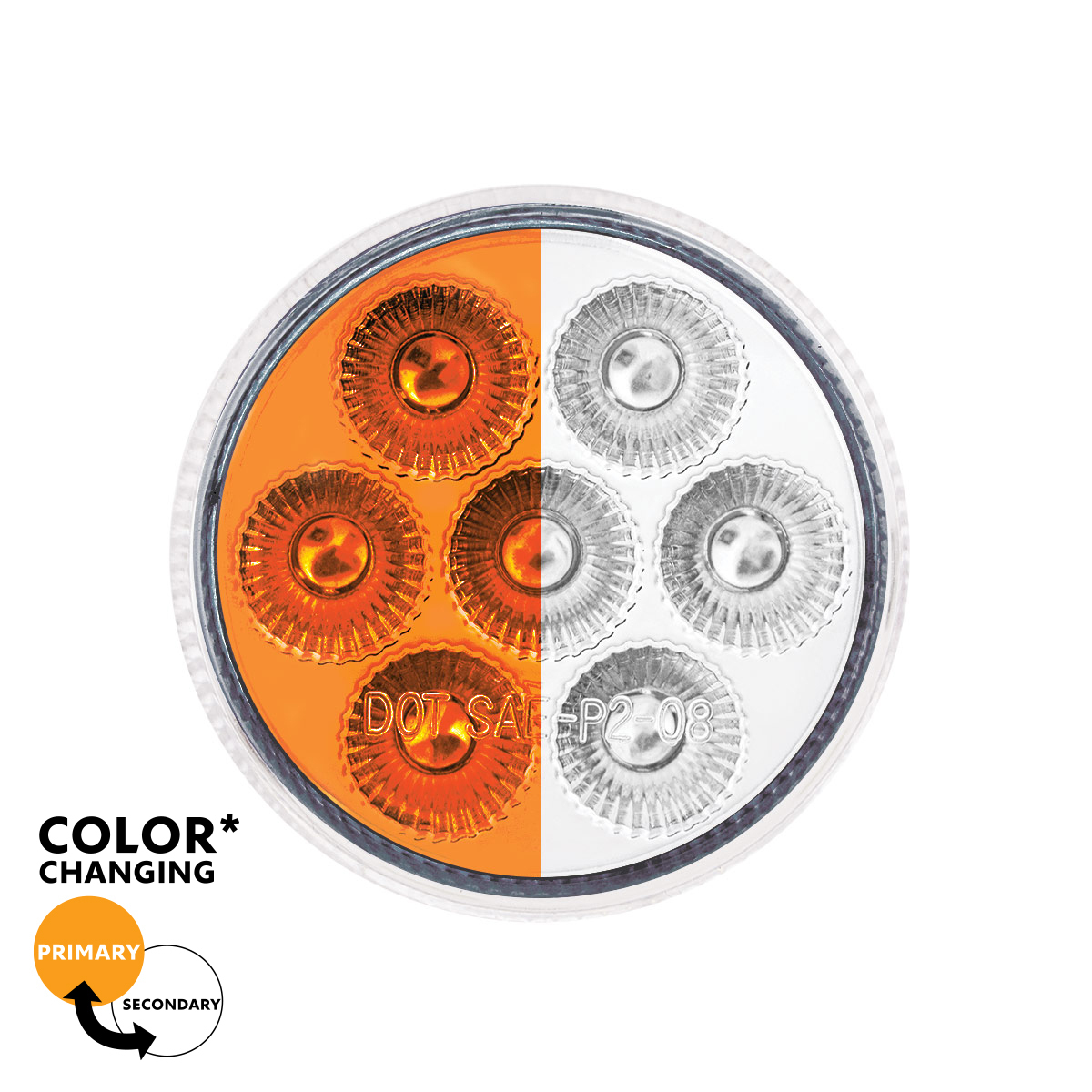 Double Fury White Auxiliary to Amber Function 7 LED 2" Light
