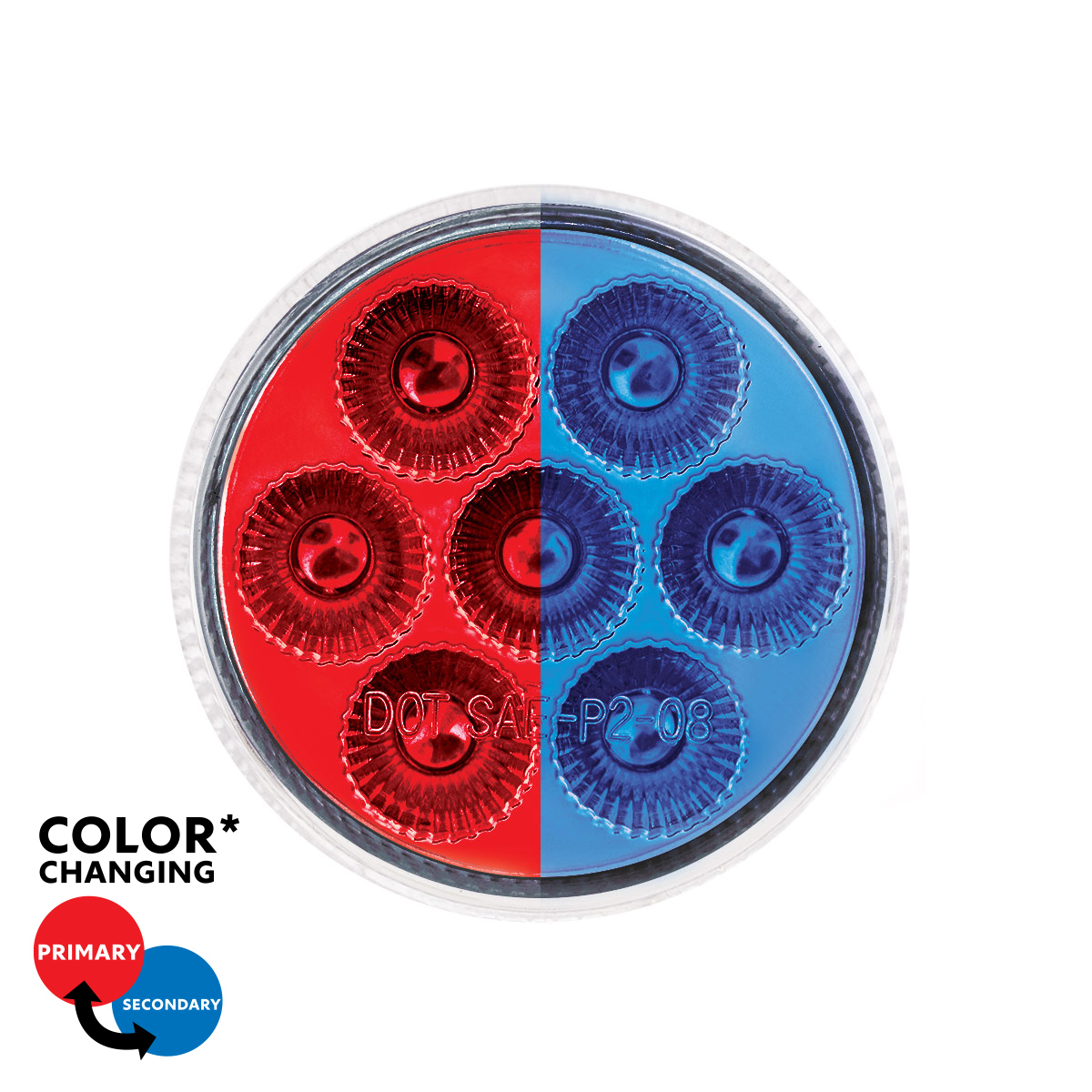 Double Fury Blue Auxiliary to Red Function 7 LED 2" Light