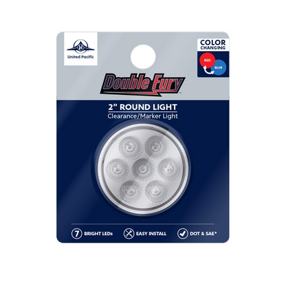 Double Fury Blue Auxiliary to Red Function 7 LED 2" Light