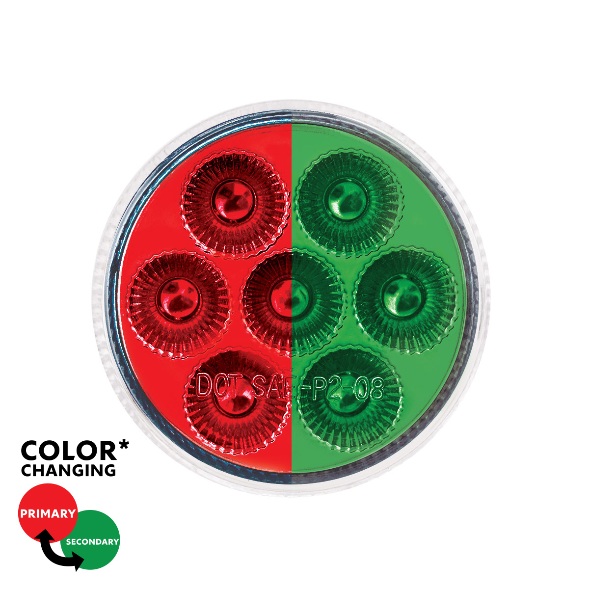 Double Fury Green Auxiliary to Red Function 7 LED 2" Light