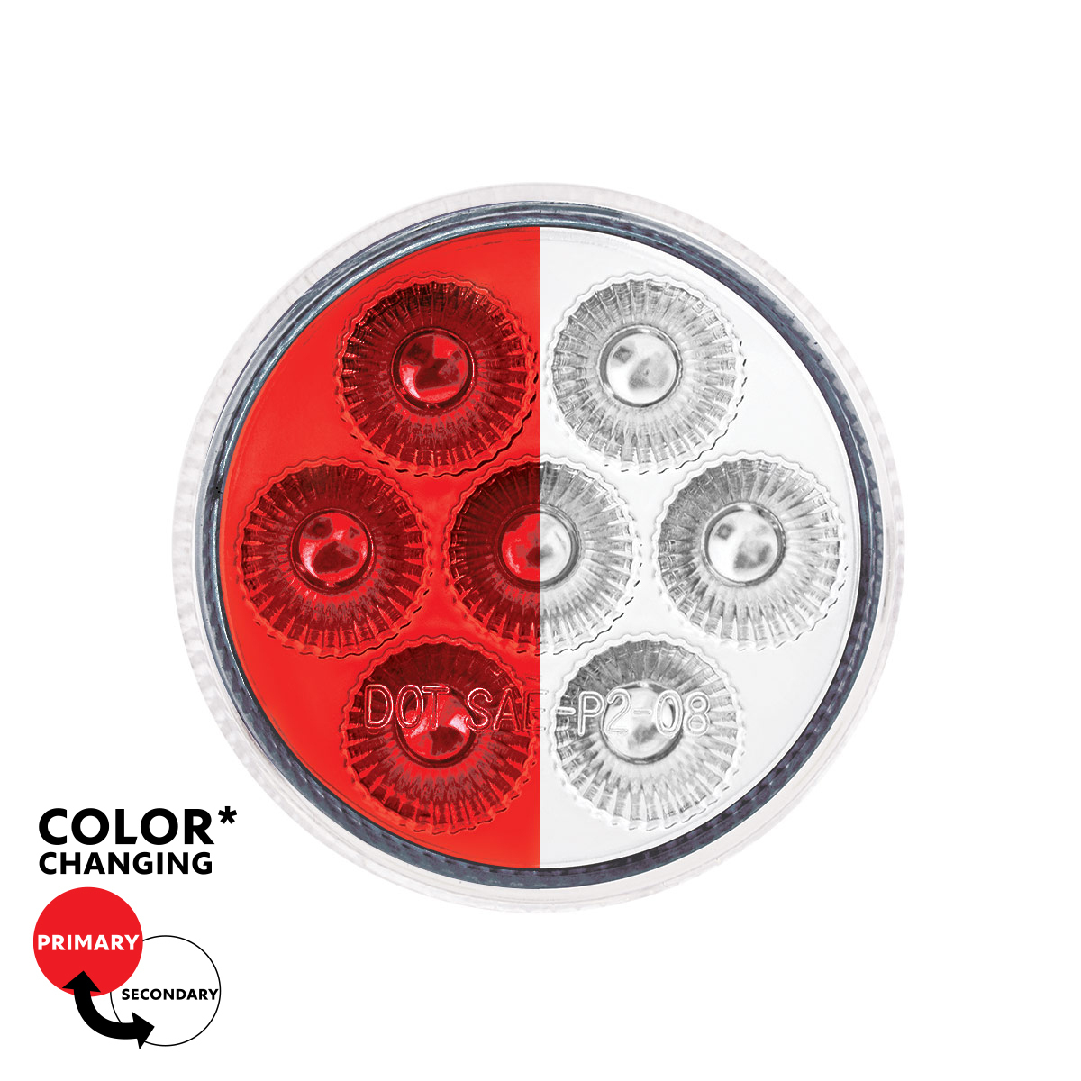Double Fury White Auxiliary to Red Function 7 LED 2" Light