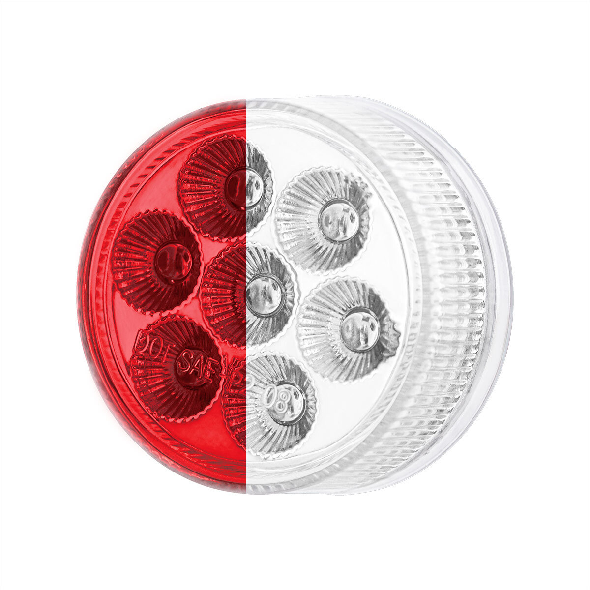 Double Fury White Auxiliary to Red Function 7 LED 2" Light