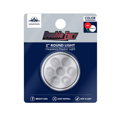 Double Fury White Auxiliary to Red Function 7 LED 2" Light