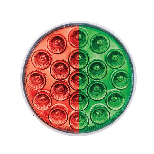 Double Fury Green Auxiliary to Red Primary Dual Function 19 LED 4" Round Light
