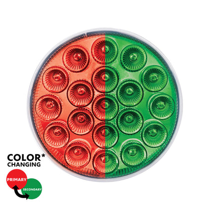 Double Fury Green Auxiliary to Red Primary Dual Function 19 LED 4" Round Light