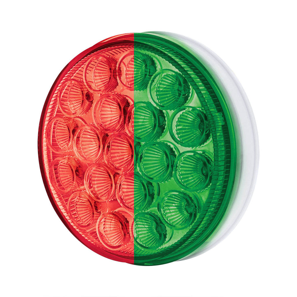 Double Fury Green Auxiliary to Red Primary Dual Function 19 LED 4" Round Light