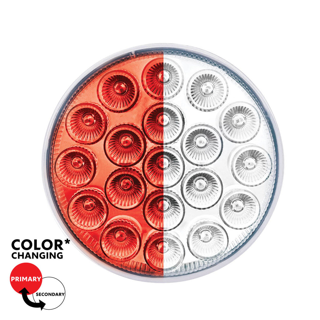 Double Fury White Auxiliary to Red Primary Dual Function 19 LED 4" Round Light