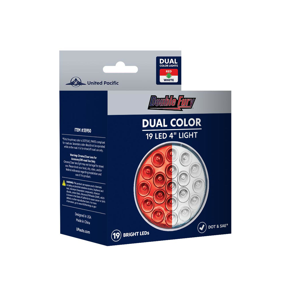 Double Fury White Auxiliary to Red Primary Dual Function 19 LED 4" Round Light