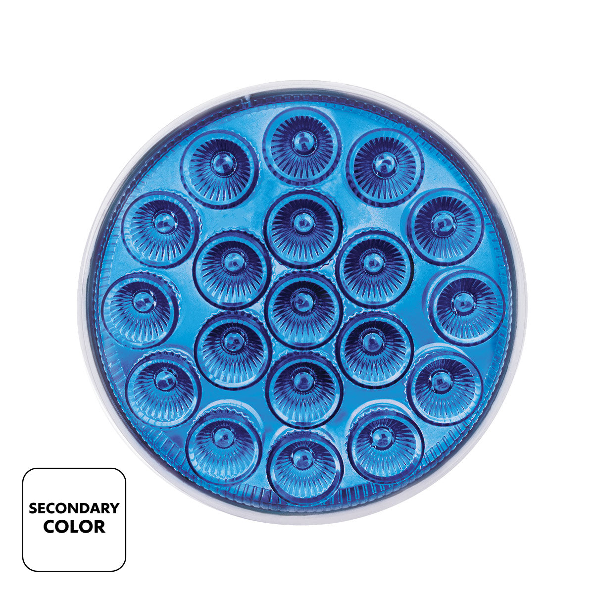 Double Fury Blue Auxiliary to Amber Primary Dual Function 19 LED 4" Round Light