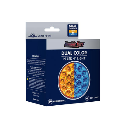 Double Fury Blue Auxiliary to Amber Primary Dual Function 19 LED 4" Round Light
