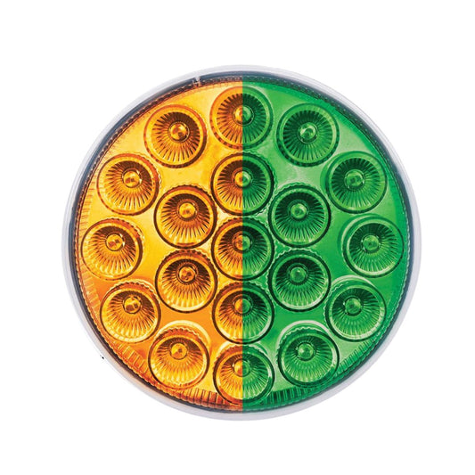 Double Fury Green Auxiliary to Amber Primary Dual Function 19 LED 4" Round Light