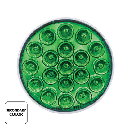 Double Fury Green Auxiliary to Amber Primary Dual Function 19 LED 4" Round Light