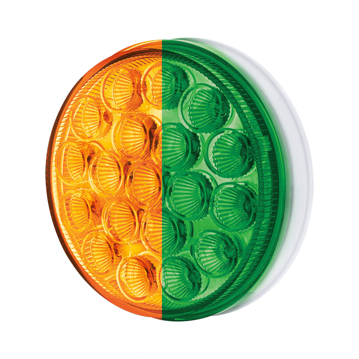 Double Fury Green Auxiliary to Amber Primary Dual Function 19 LED 4" Round Light