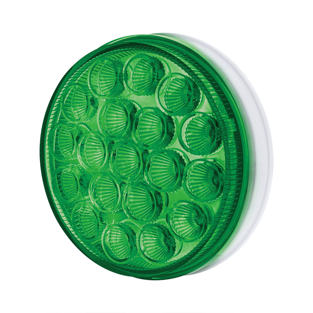 Double Fury Green Auxiliary to Amber Primary Dual Function 19 LED 4" Round Light