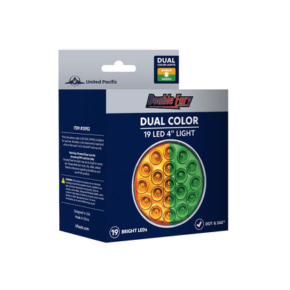 Double Fury Green Auxiliary to Amber Primary Dual Function 19 LED 4" Round Light