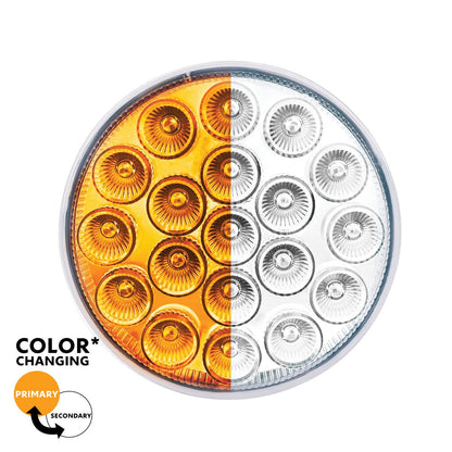 Double Fury White Auxiliary to Amber Primary Dual Function 19 LED 4" Round Light