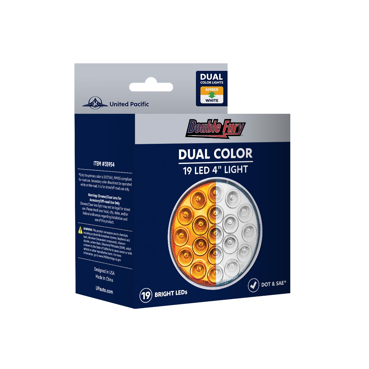 Double Fury White Auxiliary to Amber Primary Dual Function 19 LED 4" Round Light