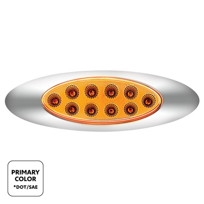 Double Fury Blue Auxiliary to Amber Primary Function 10 LED P1 Style Oval Light with Chrome Bezel