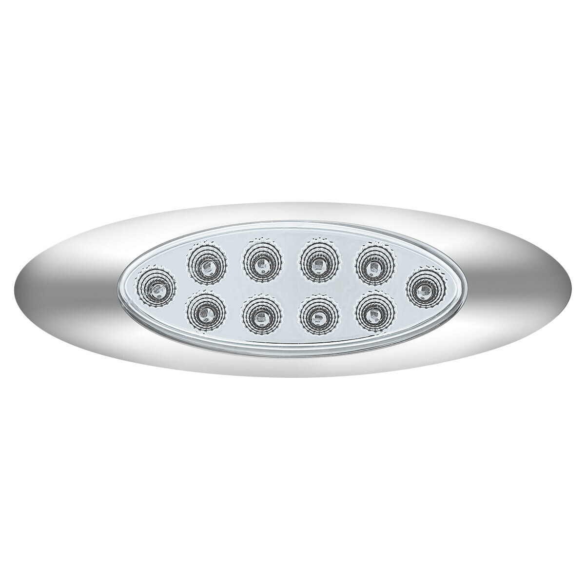 Double Fury Blue Auxiliary to Amber Primary Function 10 LED P1 Style Oval Light with Chrome Bezel