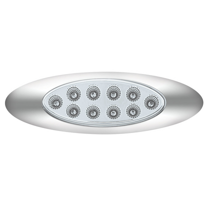 Double Fury Blue Auxiliary to Amber Primary Function 10 LED P1 Style Oval Light with Chrome Bezel