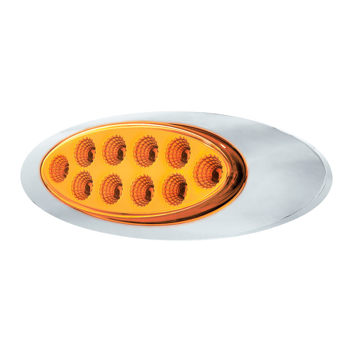 Double Fury Blue Auxiliary to Amber Primary Function 10 LED P1 Style Oval Light with Chrome Bezel